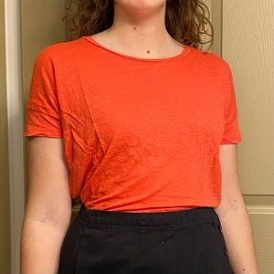 J Crew 100% Linen red t-shirt size XS